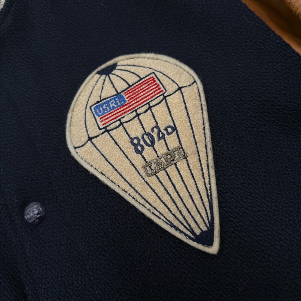 Ralph Lauren paratrooper varsity jacket 5th falcons 067 usrl leather wool - Picture 7 of 13